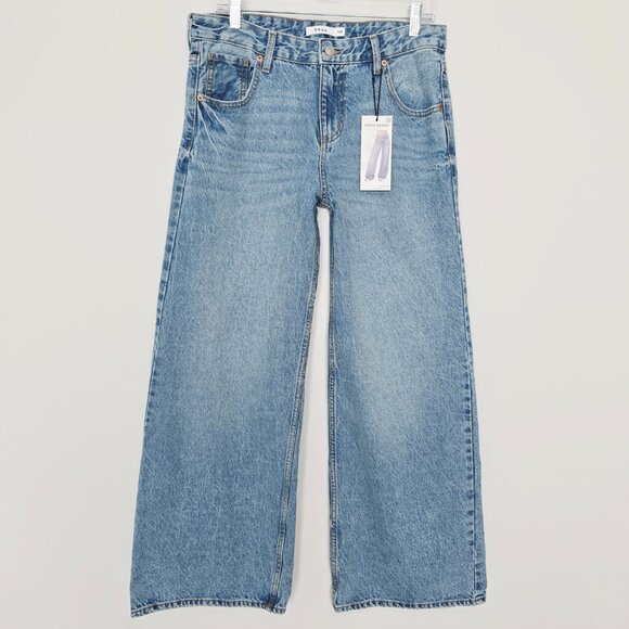 NWT S.O.N.G. Wide Leg Baggy Jeans Light Wash Size 28 - Picture 1 of 8